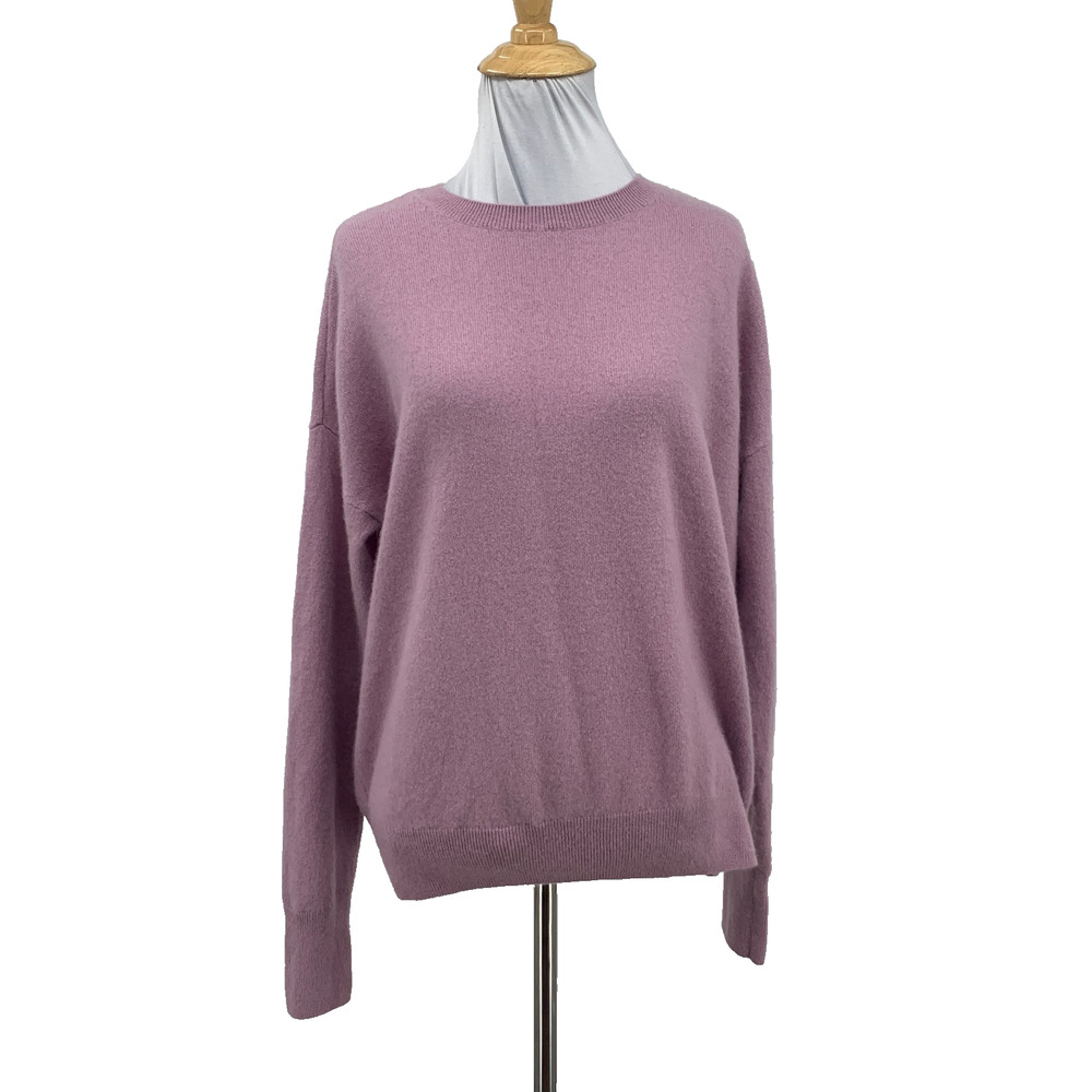 Nordstrom Signature Sweater Women L Large Orchid Cashmere Drop Shoulder *READ